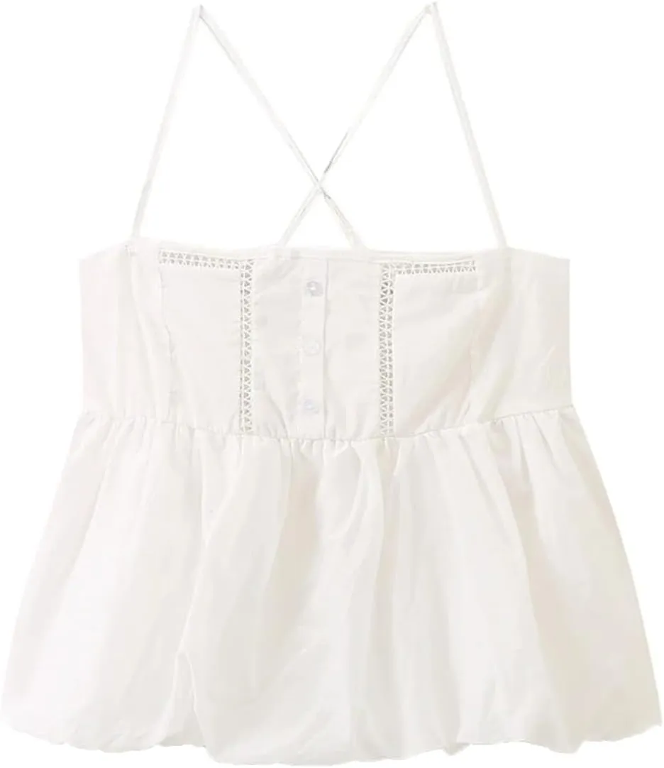 Women with Lace Trims Poplin Camisole Top Sexy Straight Neck Thin Straps Tops