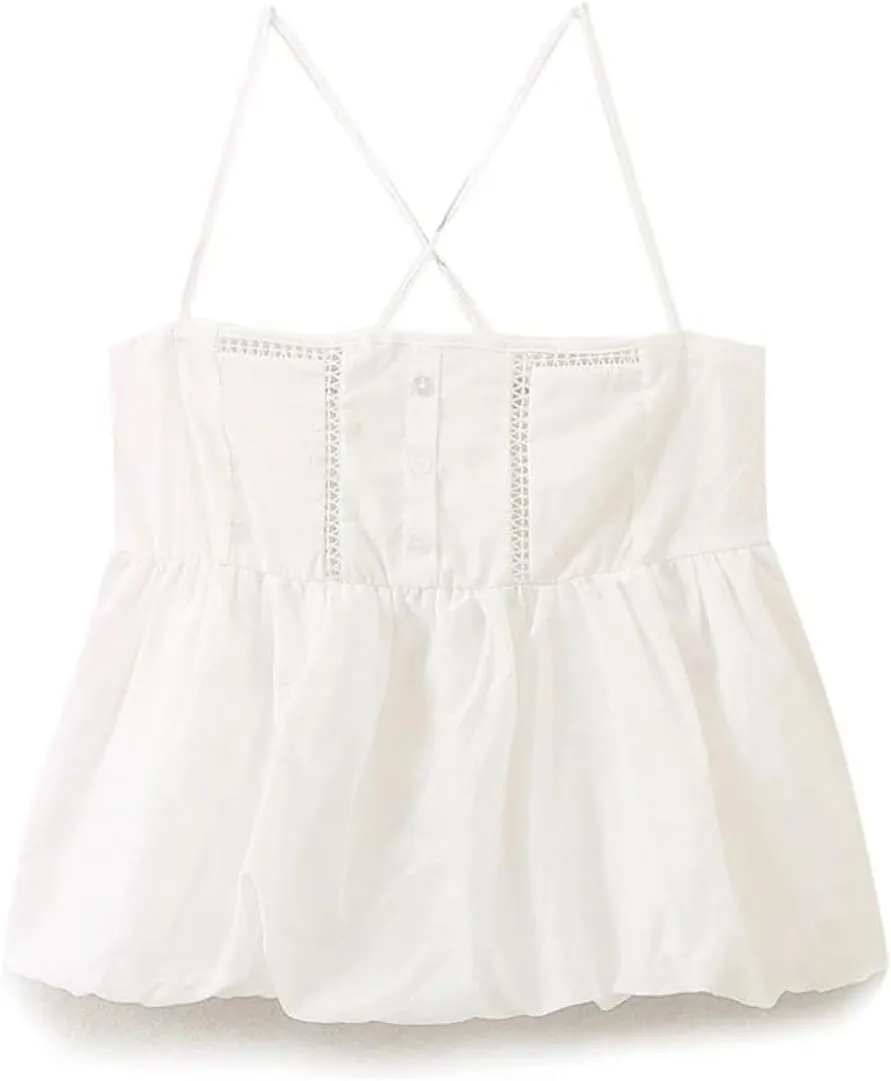Women with Lace Trims Poplin Camisole Top Sexy Straight Neck Thin Straps Tops
