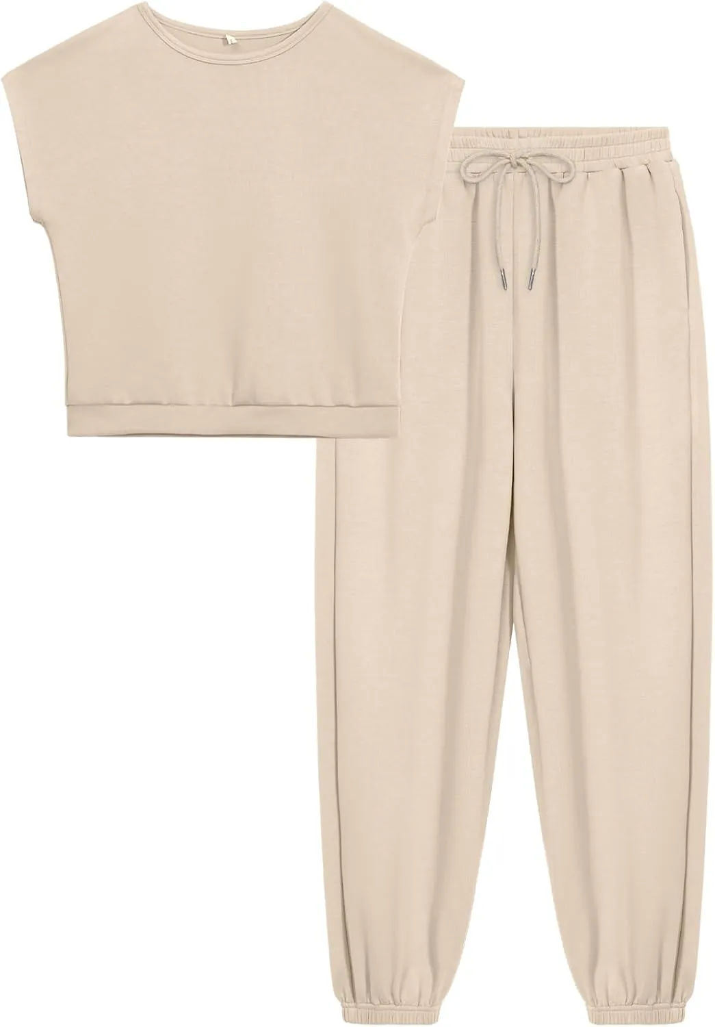 Women's 2 Piece Outfits Cap Sleeve Tops High Waist Pants Lounge Set Athletic Jogger Tracksuit Fashion Loungewear