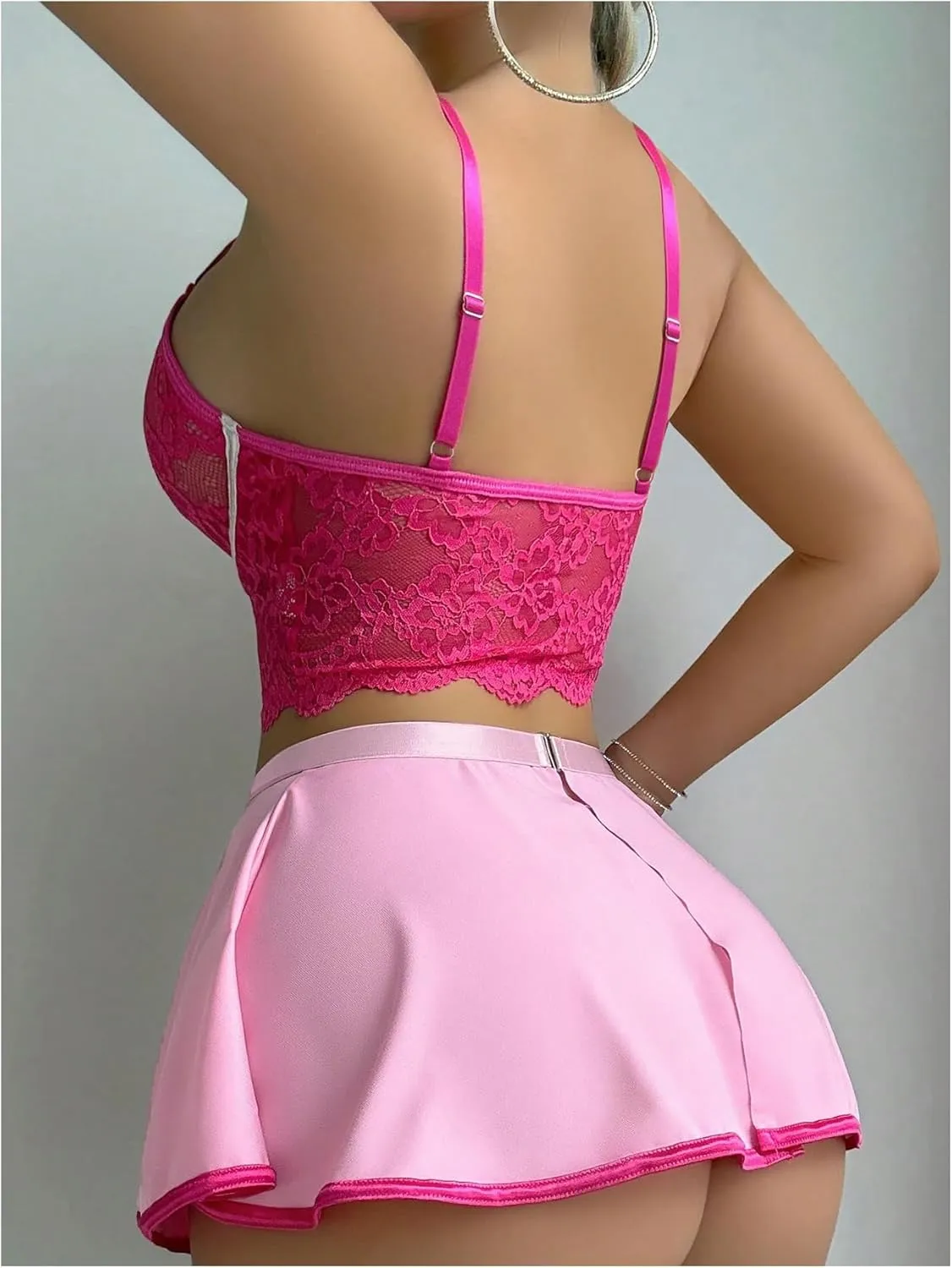 Women's 5 Piece Cosplay Lingerie Set Snow White Underwire Bra and Thong Sexy Exotic Roleplay Costumes with Stockings