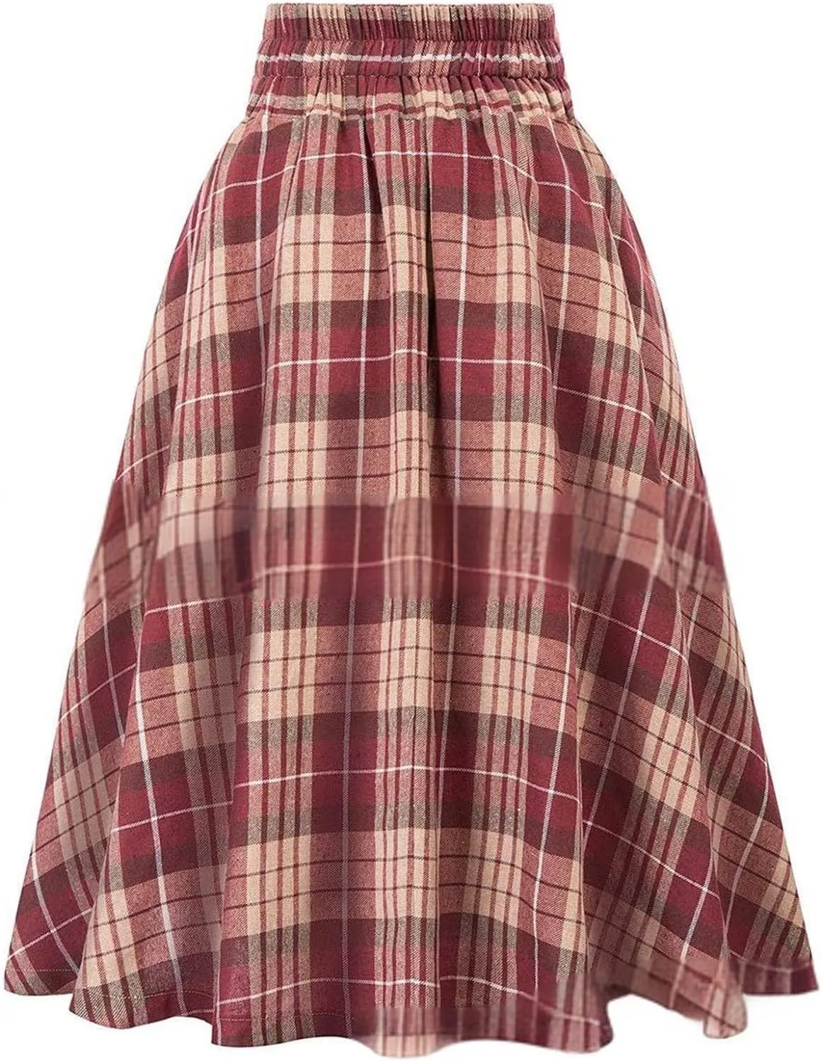 Womens A Line High Waisted Midi Skirts Button Down Fall Vintage Pleated Casual Flowy Button Down Swing Long Skirt