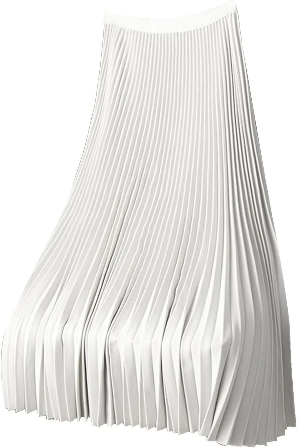 Womens Casual Solid Satin Pleated Skirt Lightweight Smooth Soft Mid Skirts Plus Size Versatile Elastic High Waist Skirt