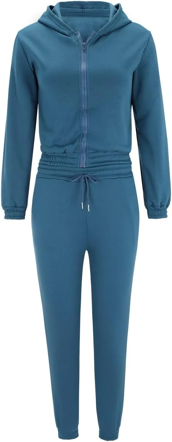 Women's Casual Tracksuit 3 Piece Outfits Sets Solid Color Zipper Hooded Sweatshirt Pants and Top Vest Jogger Outfits