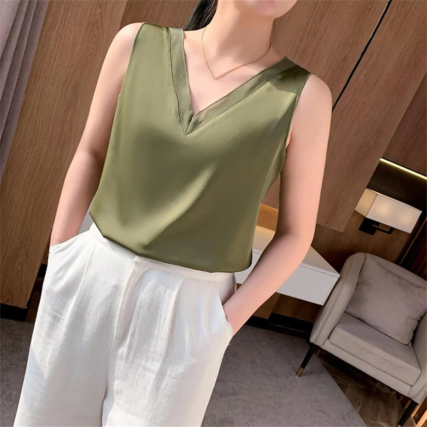 Women's Chiffon Camisole Lace Camisole Tops Women Women's V-Neck Vest