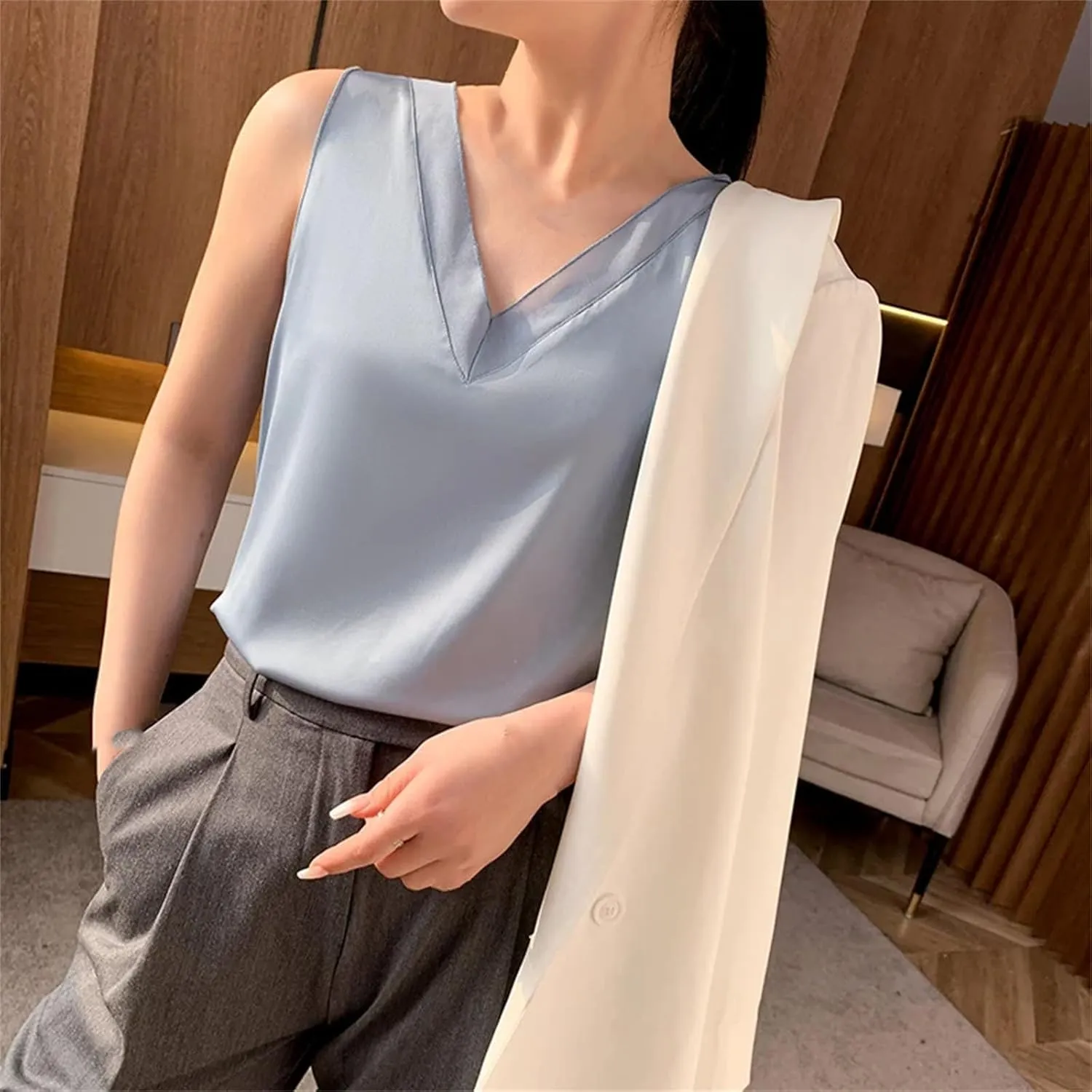 Women's Chiffon Camisole Lace Camisole Tops Women Women's V-Neck Vest