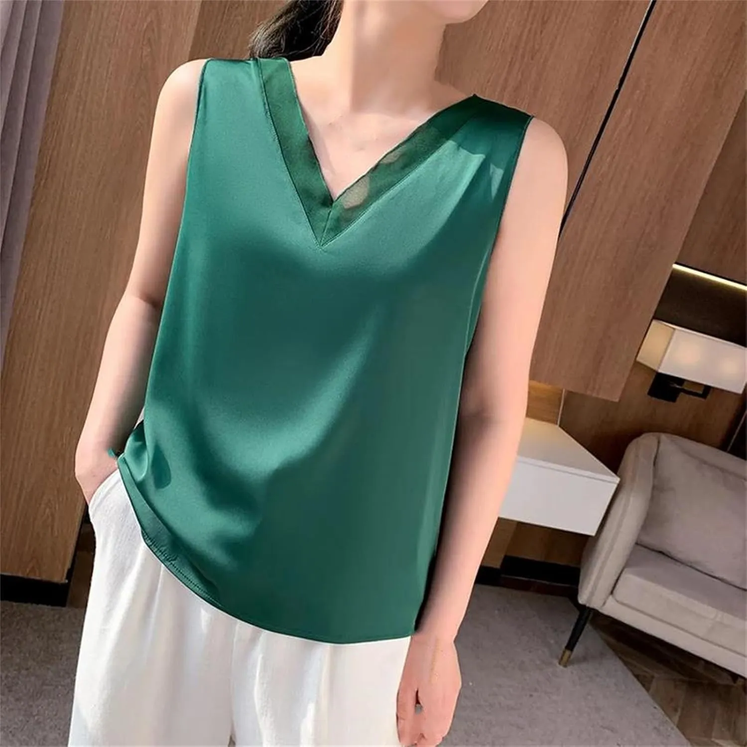 Women's Chiffon Camisole Lace Camisole Tops Women Women's V-Neck Vest