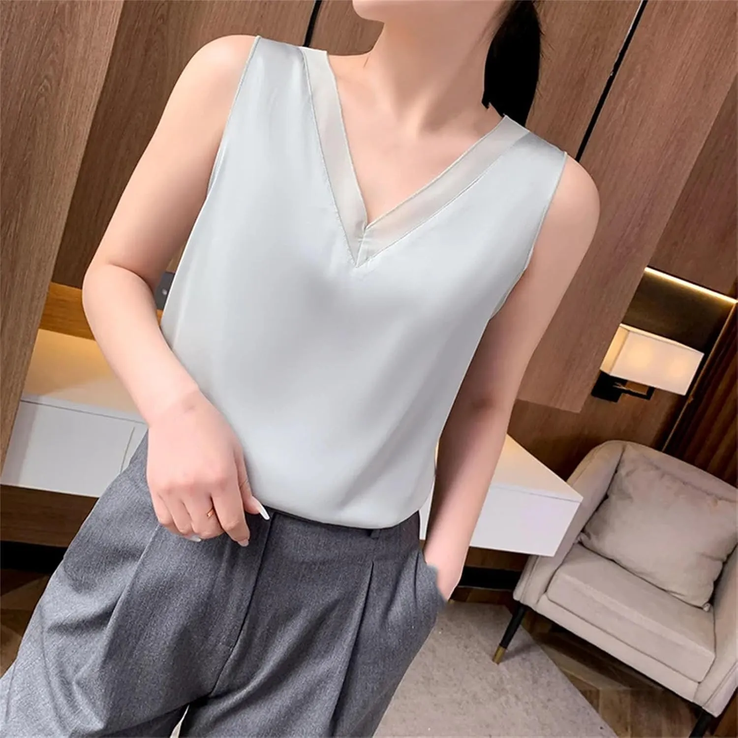 Women's Chiffon Camisole Lace Camisole Tops Women Women's V-Neck Vest
