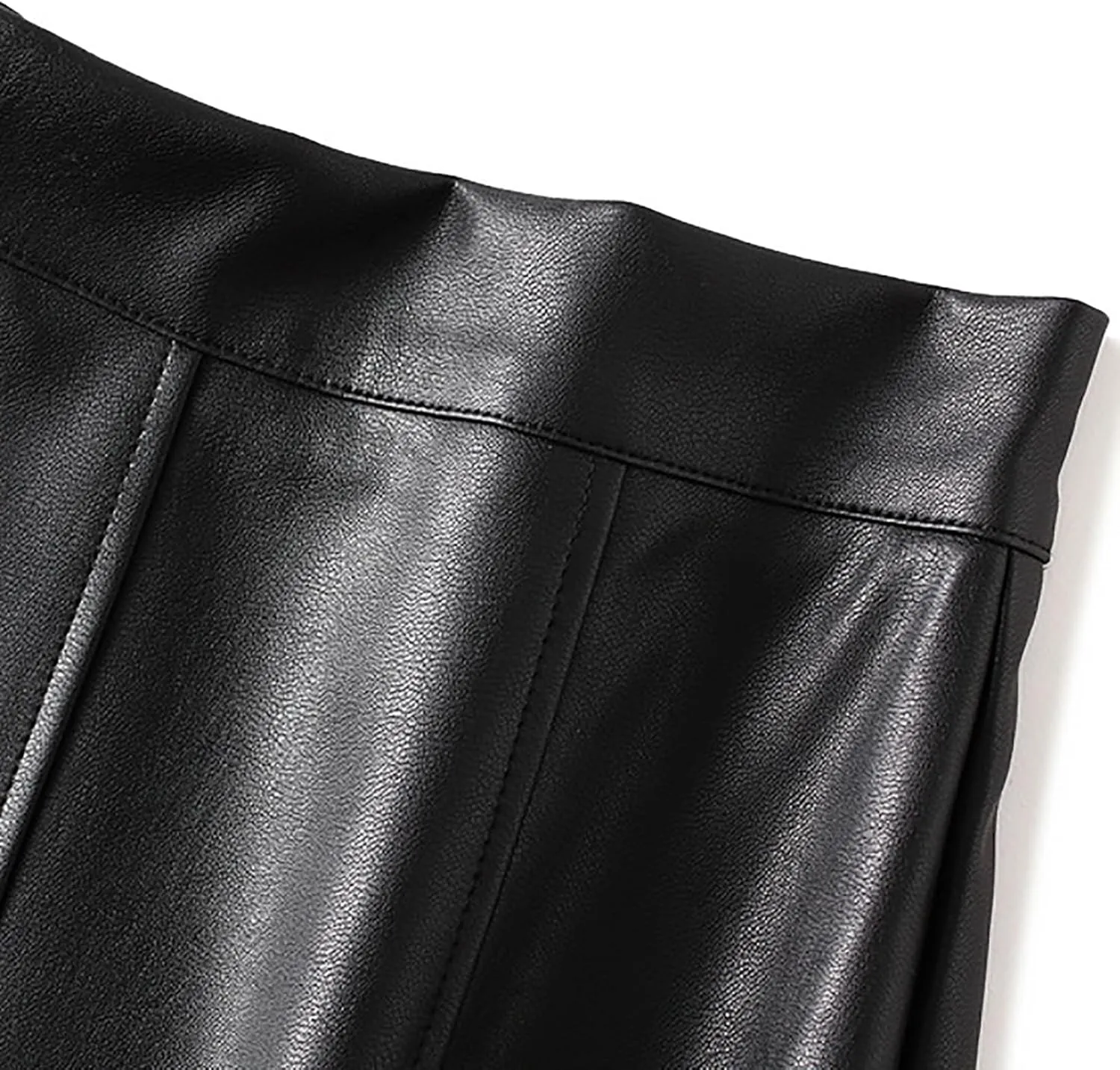 Women's Faux Leather Skirt High Waist Pleated Flare Midi Skirt Bodycon Wrap Midi Hip Skirts A Line Swing Skirts