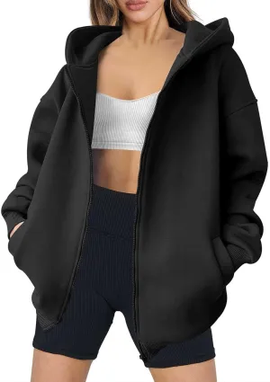 Women's Full Zip Up Hoodie Long Sleeve Hooded Sweatshirts Hoodies Fall Jacket Oversized Sweatshirts with Pockets