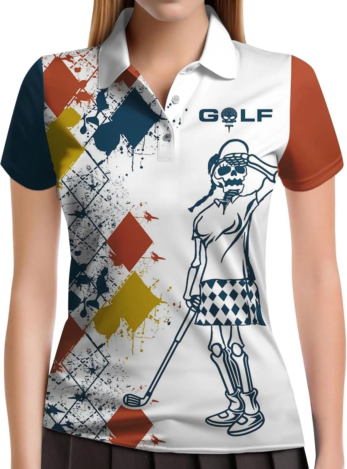 Womens Golf Shirts Funny Print Standout Design Polo Shirt for Women, Small, 1a-aop-wpol-61868