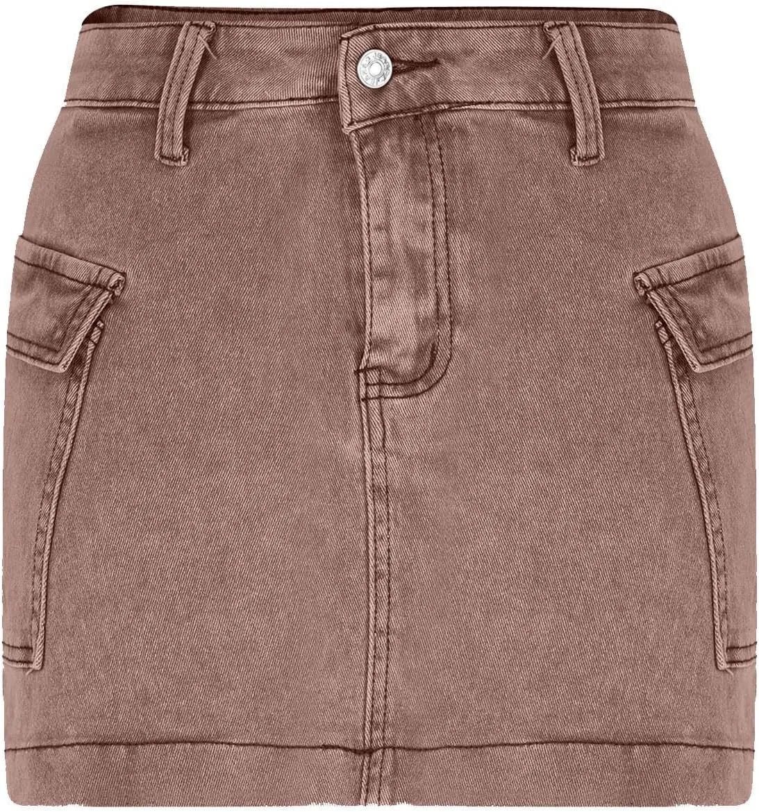 Women's Jean Skirt High Waisted Stretch Casual Summer Mini Skort Trendy Low Waist Cargo Denim Skirts with Pockets