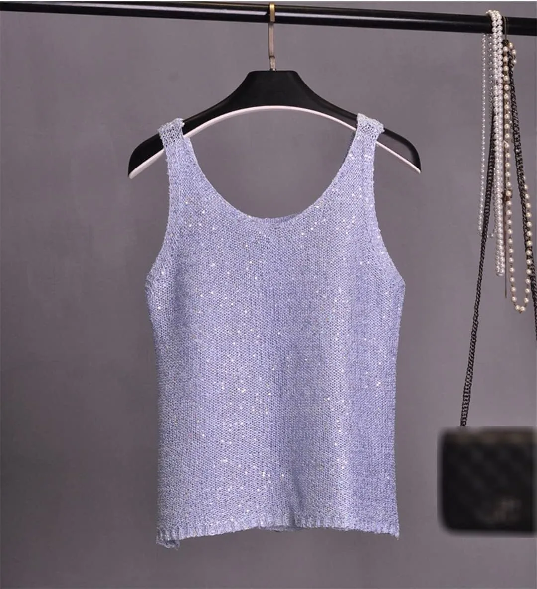 Women's Knitted Cute Sequin Camisole Tops