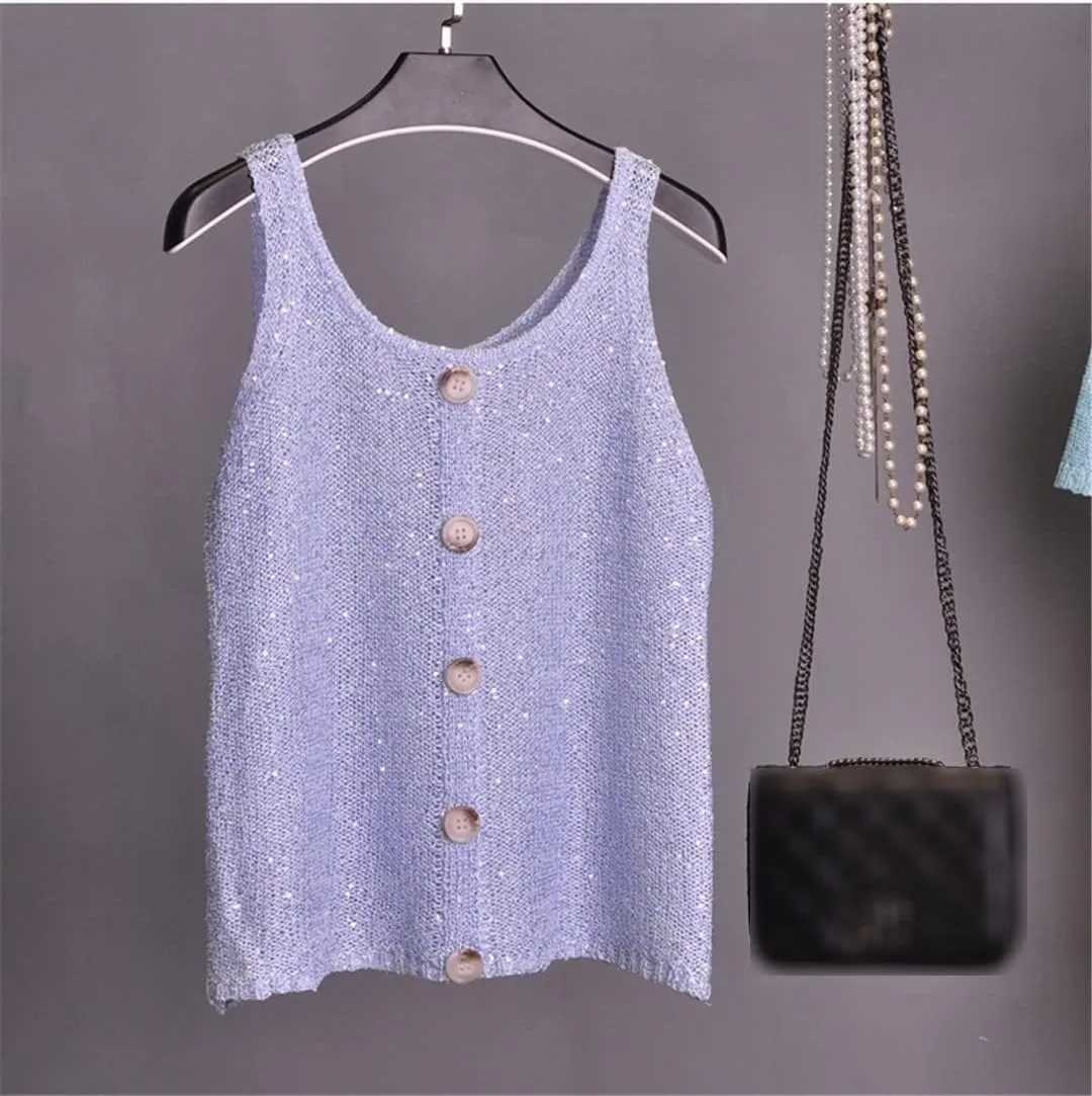 Women's Knitted Cute Sequin Camisole Tops