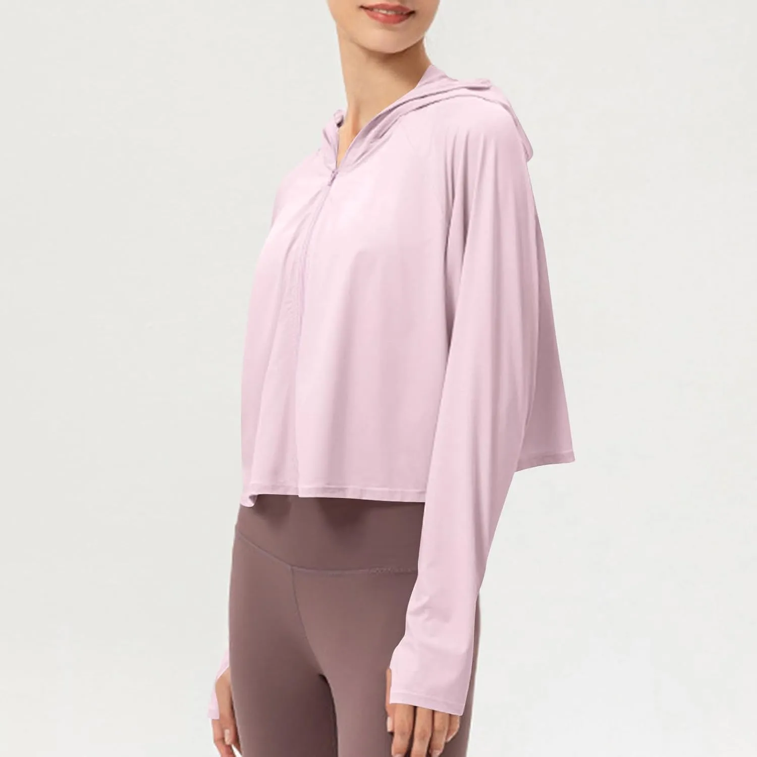 Women's Long Sleeve Running Shirts UPF 50  Quick Dry Athletic Sun T-Shirts Long Sleeve Workout Tops with Hooded