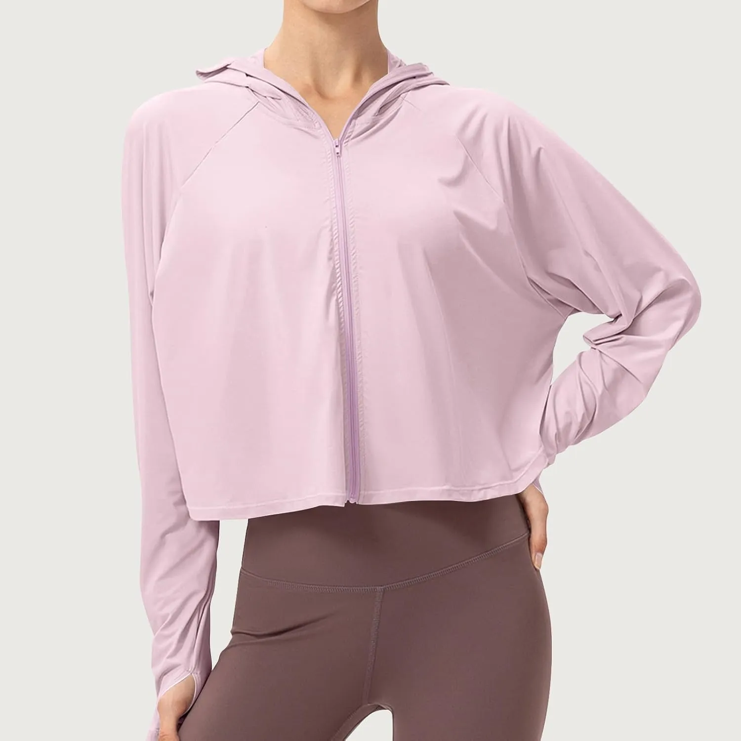 Women's Long Sleeve Running Shirts UPF 50  Quick Dry Athletic Sun T-Shirts Long Sleeve Workout Tops with Hooded
