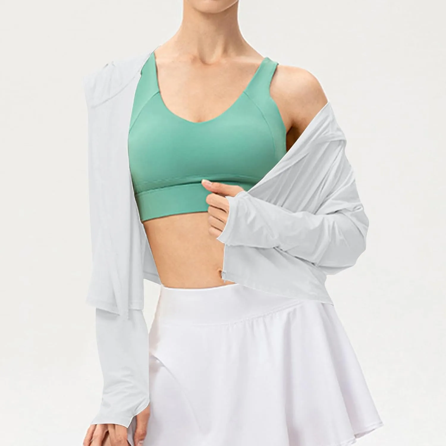 Women's Long Sleeve Running Shirts UPF 50  Quick Dry Athletic Sun T-Shirts Long Sleeve Workout Tops with Hooded