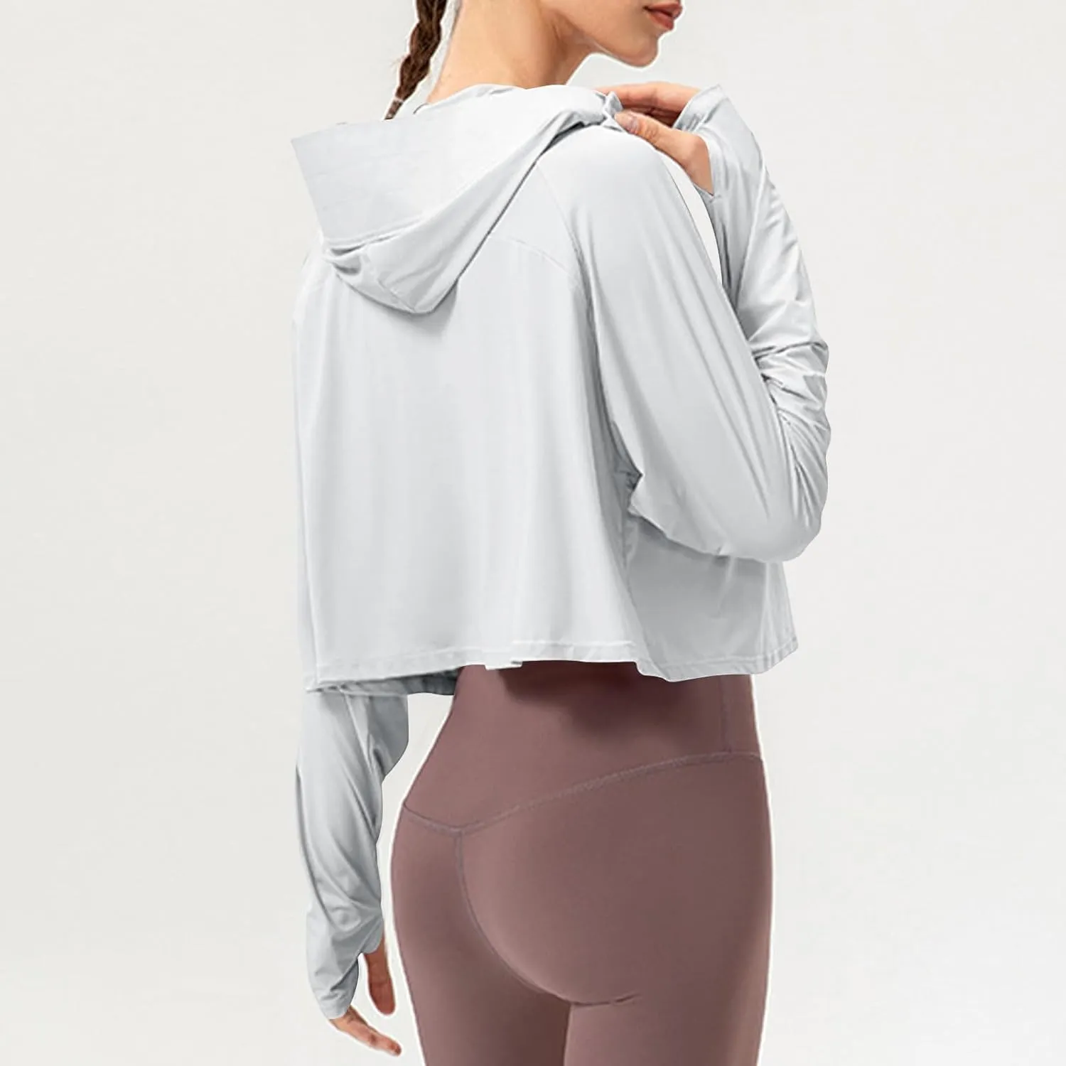Women's Long Sleeve Running Shirts UPF 50  Quick Dry Athletic Sun T-Shirts Long Sleeve Workout Tops with Hooded