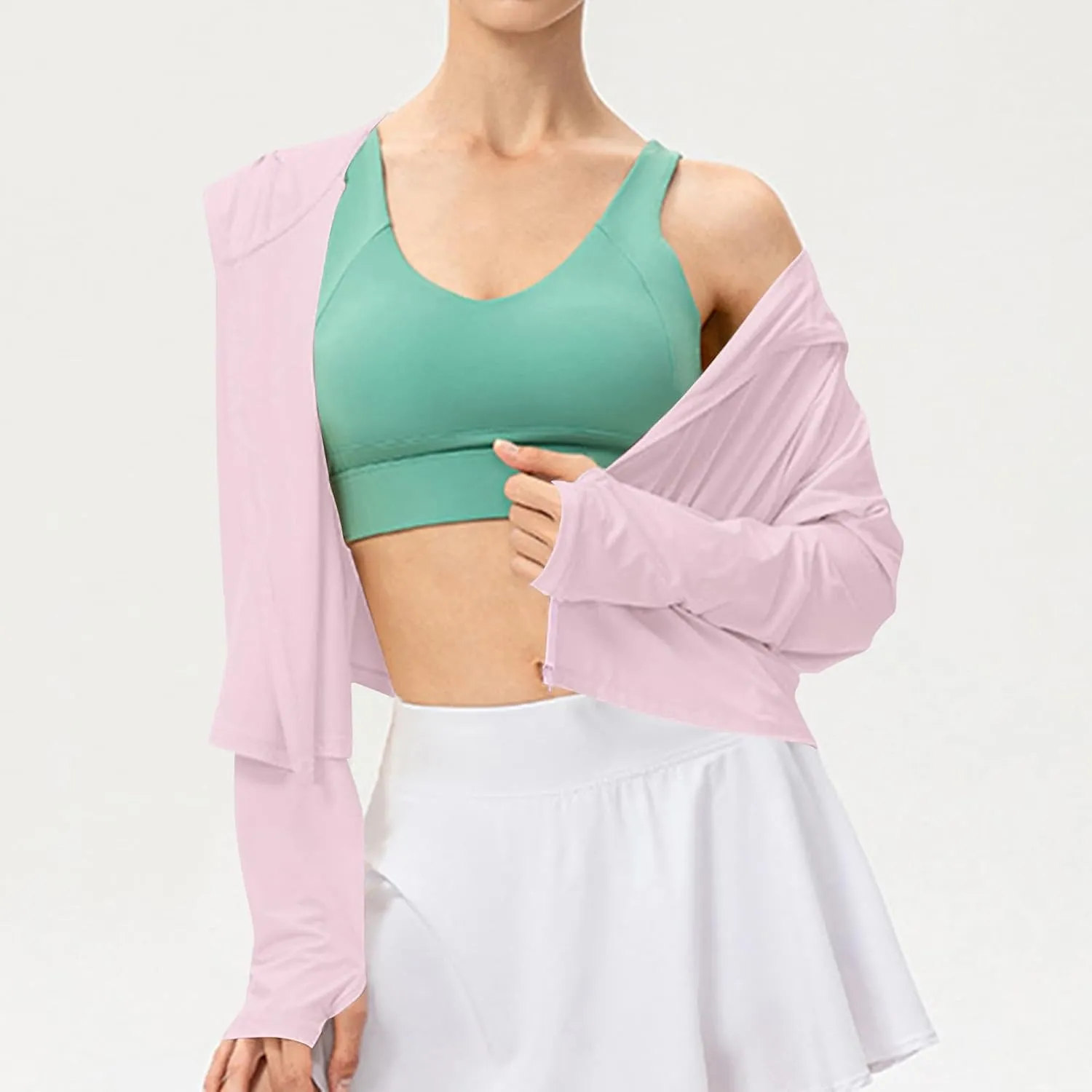 Women's Long Sleeve Running Shirts UPF 50  Quick Dry Athletic Sun T-Shirts Long Sleeve Workout Tops with Hooded