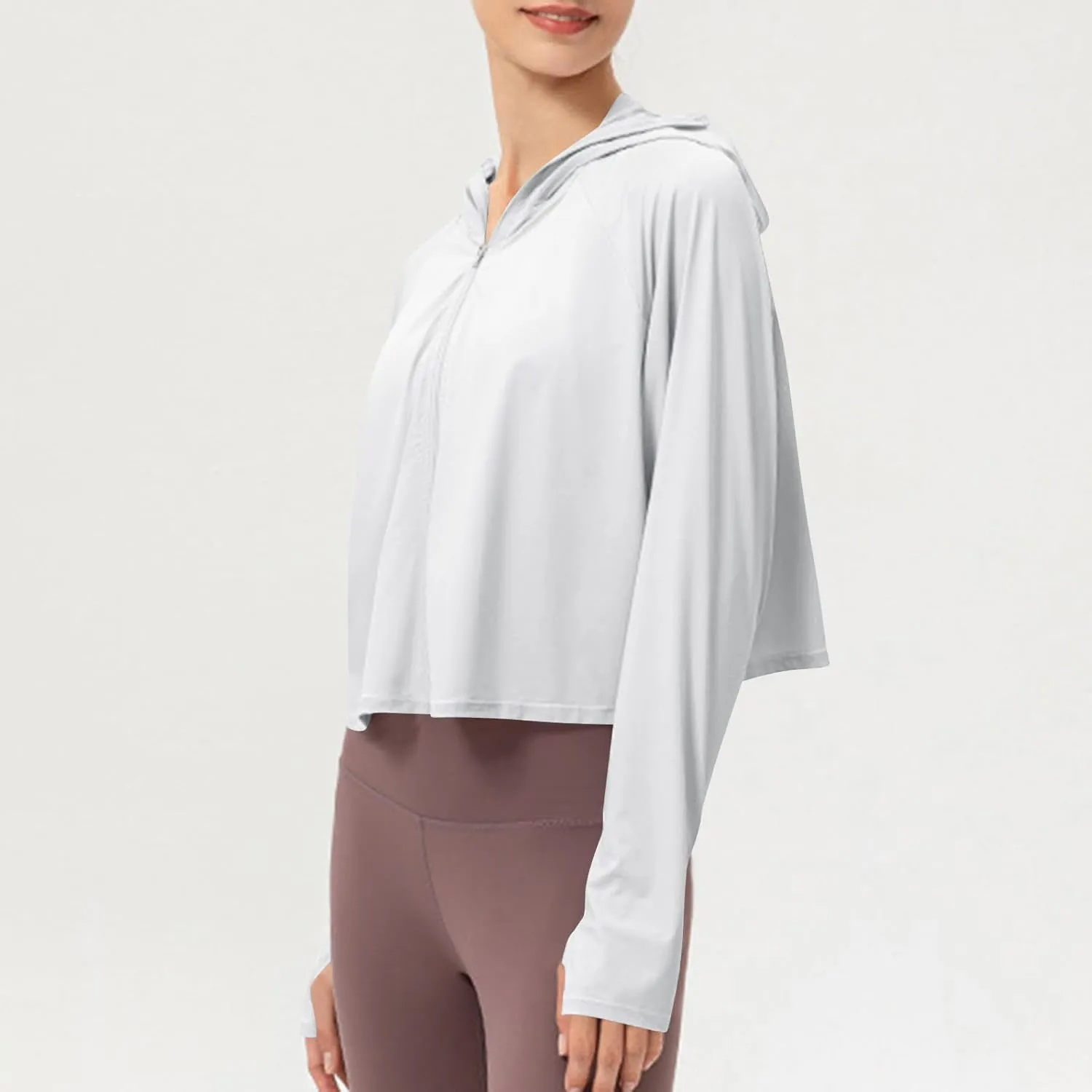 Women's Long Sleeve Running Shirts UPF 50  Quick Dry Athletic Sun T-Shirts Long Sleeve Workout Tops with Hooded