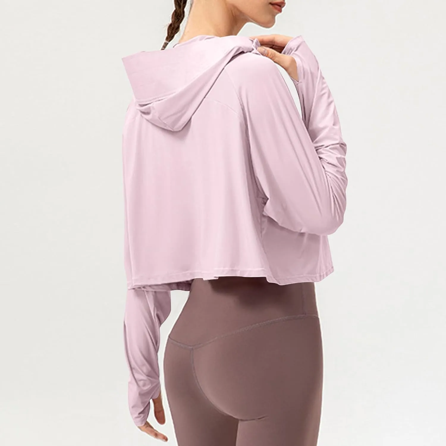 Women's Long Sleeve Running Shirts UPF 50  Quick Dry Athletic Sun T-Shirts Long Sleeve Workout Tops with Hooded
