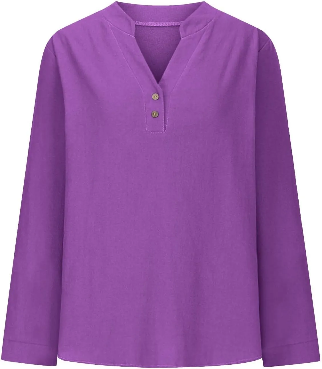 Womens Long Sleeve Tops V Neck Half Button Front Shirts Solid Loose Fit Casual Dressy Work Tunic Womens Summer Tops