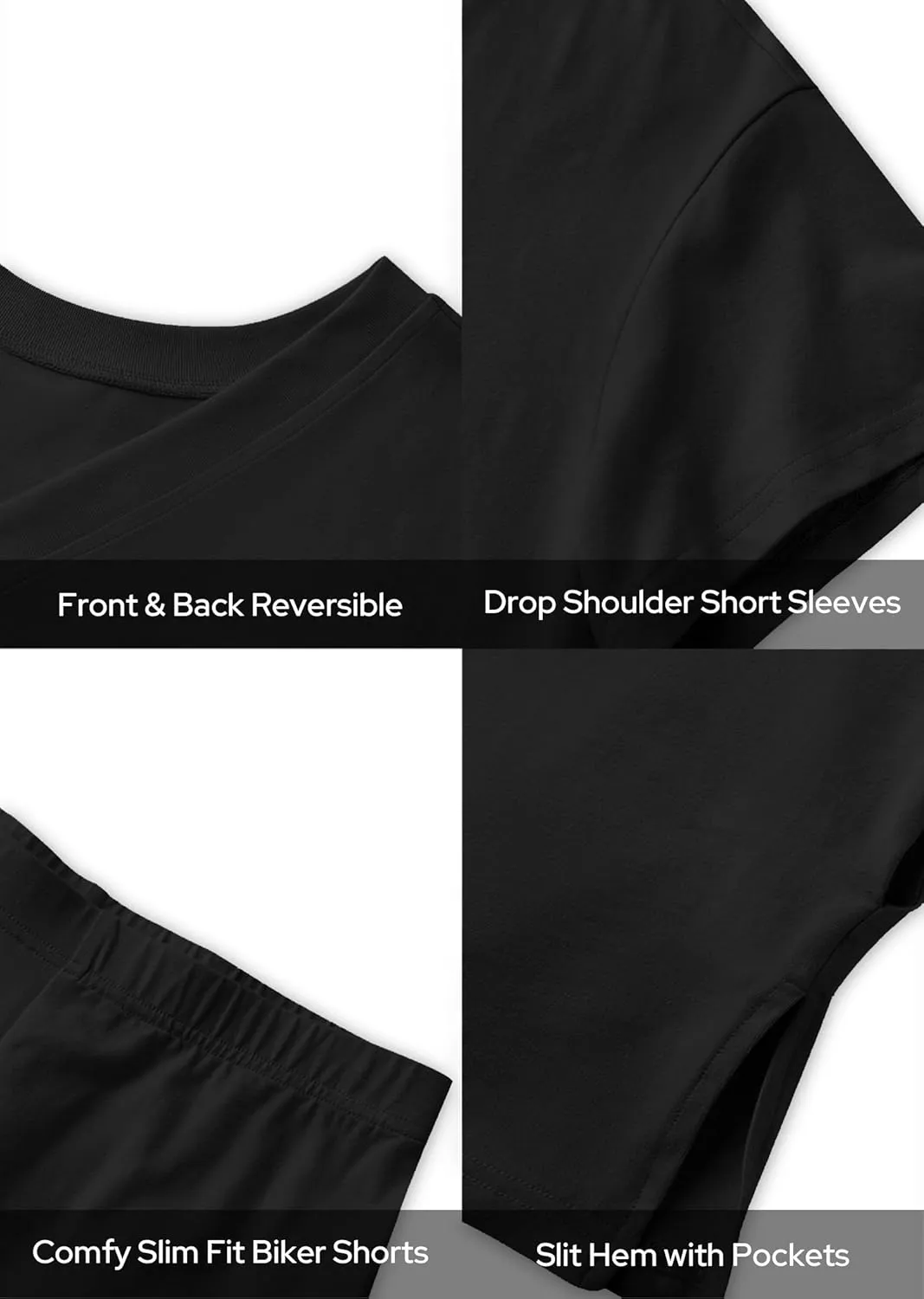 Womens Lounge Sets Cotton Pajamas Oversized Reversible TShirts Biker Shorts 2 Piece Loungewear Casual