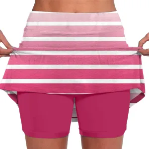 Womens Pleated Tennis Skirts Floral Printed Style Summer Fashion Skinny Pants Mid Waisted Skirt with Short Underneath