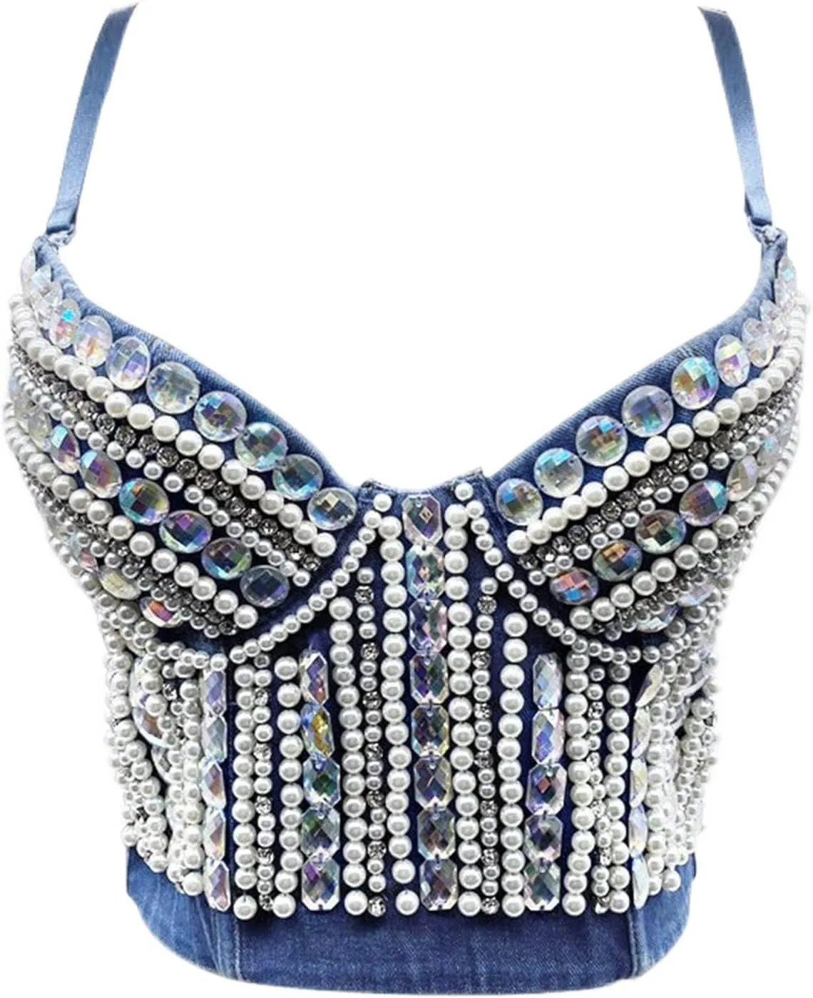 Women's Rhinestone Crop Top Tank Top Bustier Color Camisole Vest Sleeveless Cami Top Shimmer Sequin Sparkly Top