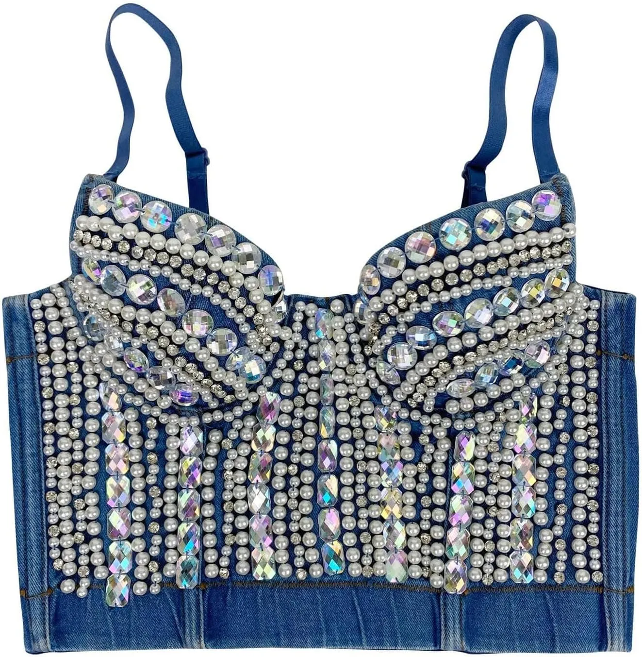 Women's Rhinestone Crop Top Tank Top Bustier Color Camisole Vest Sleeveless Cami Top Shimmer Sequin Sparkly Top