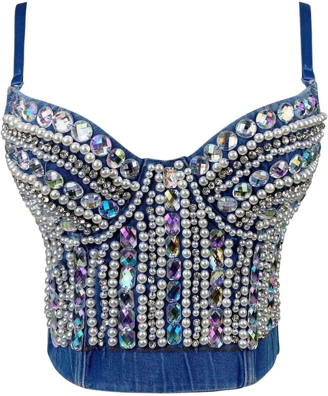 Women's Rhinestone Crop Top Tank Top Bustier Color Camisole Vest Sleeveless Cami Top Shimmer Sequin Sparkly Top