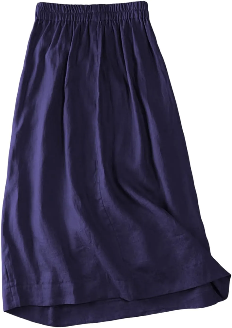 Women's Skirts Trendy Summer Casual Loose Elastic Waist Solid Sun Flowy A-Line Long Maxi Linen Skirt 2025, M-2XL