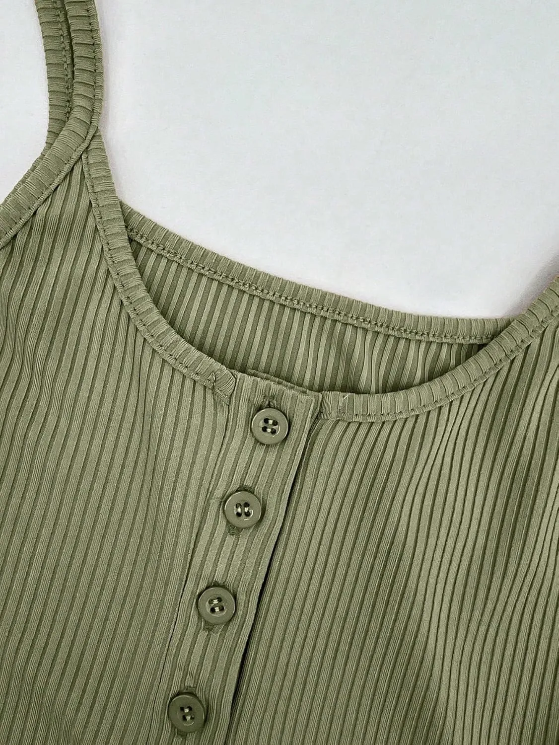 Womens Sleeveless Camisole Tank Tops Blouse Casual Spaghetti Strap Slit Button Camisole