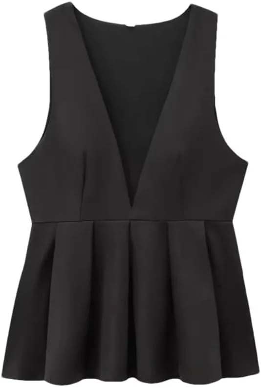 Women's Solid Color Casual Deep V-Neck Side Zipper Sleeveless Slim Fit Camisole Top