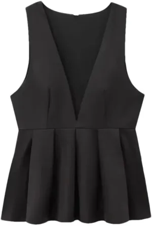Women's Solid Color Casual Deep V-Neck Side Zipper Sleeveless Slim Fit Camisole Top