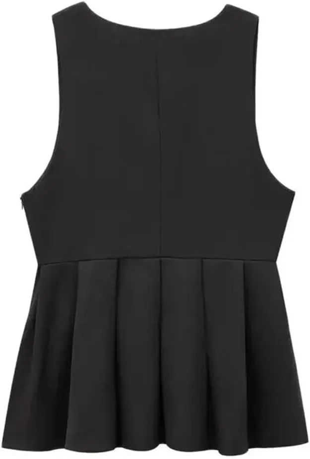 Women's Solid Color Casual Deep V-Neck Side Zipper Sleeveless Slim Fit Camisole Top