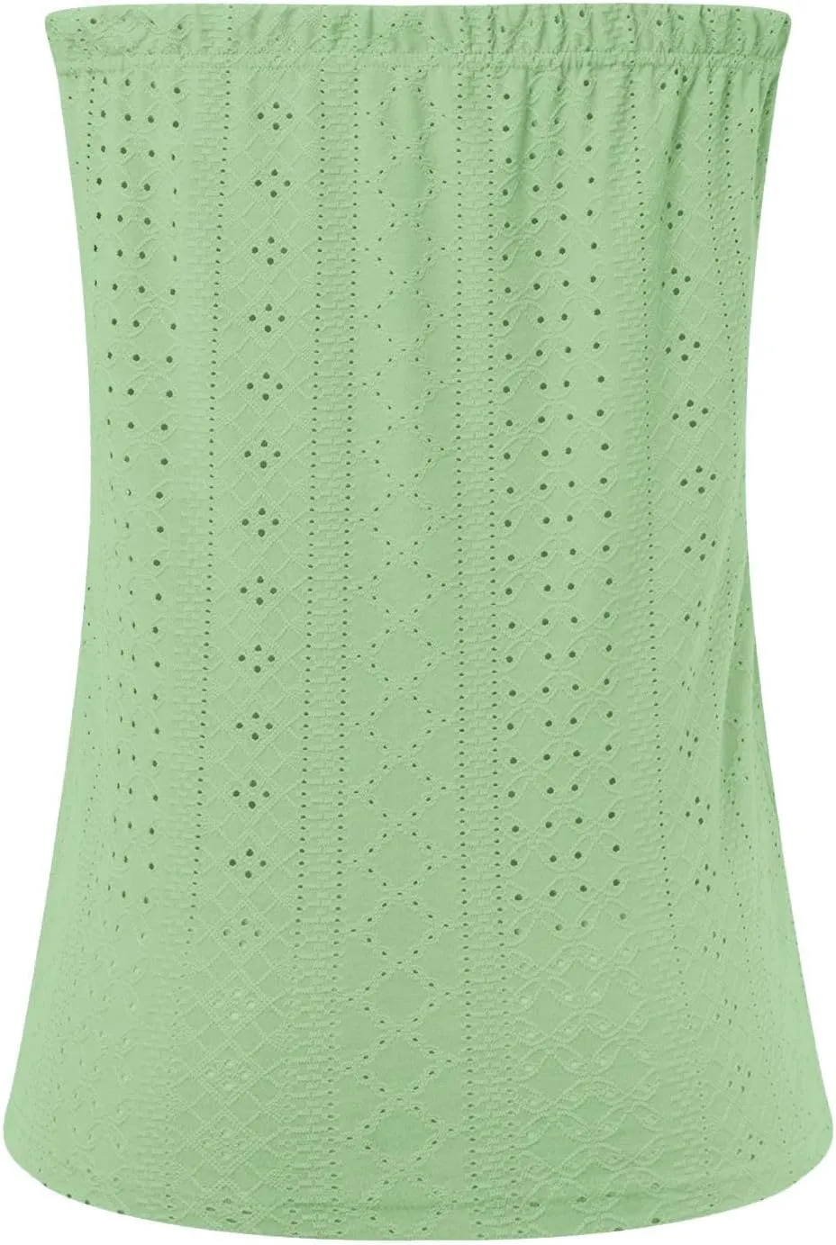 Women's Strapless Tube Tops 2025 Trendy Summer Bandeau Eyelet Tank Tops Casual Off The Shoulder Beach Tunic Shirts