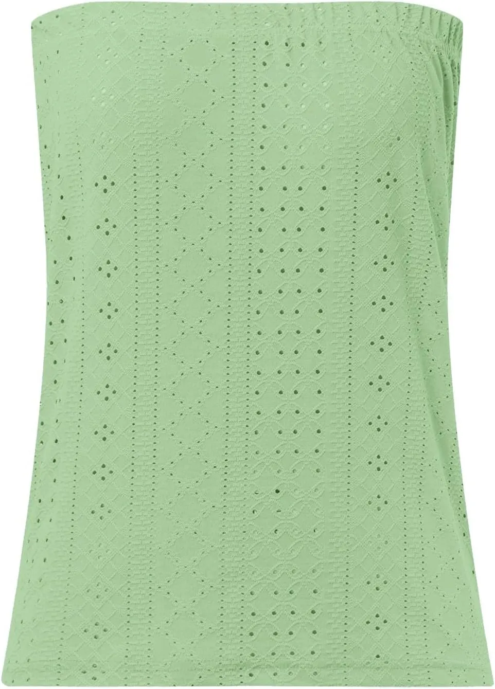 Women's Strapless Tube Tops 2025 Trendy Summer Bandeau Eyelet Tank Tops Casual Off The Shoulder Beach Tunic Shirts