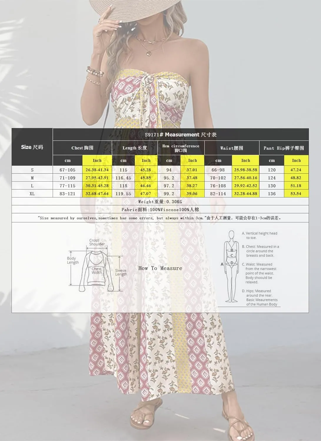 Women's Strapless Twist Front Jumpsuit Casual Off Shoulder Vintage Print High Waist Wide Leg Long Romper Playsuits