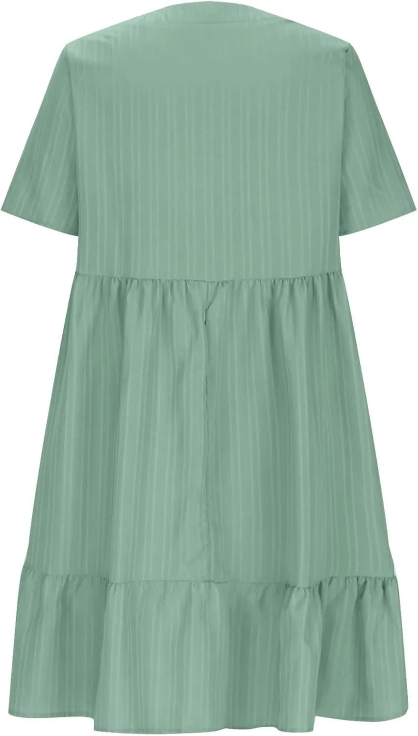 Womens Summer Dresses Sexy V Neck Party Dress Mini Ruffle Dresses Casual Beach Dress Short Sleeve Sundresses 2025