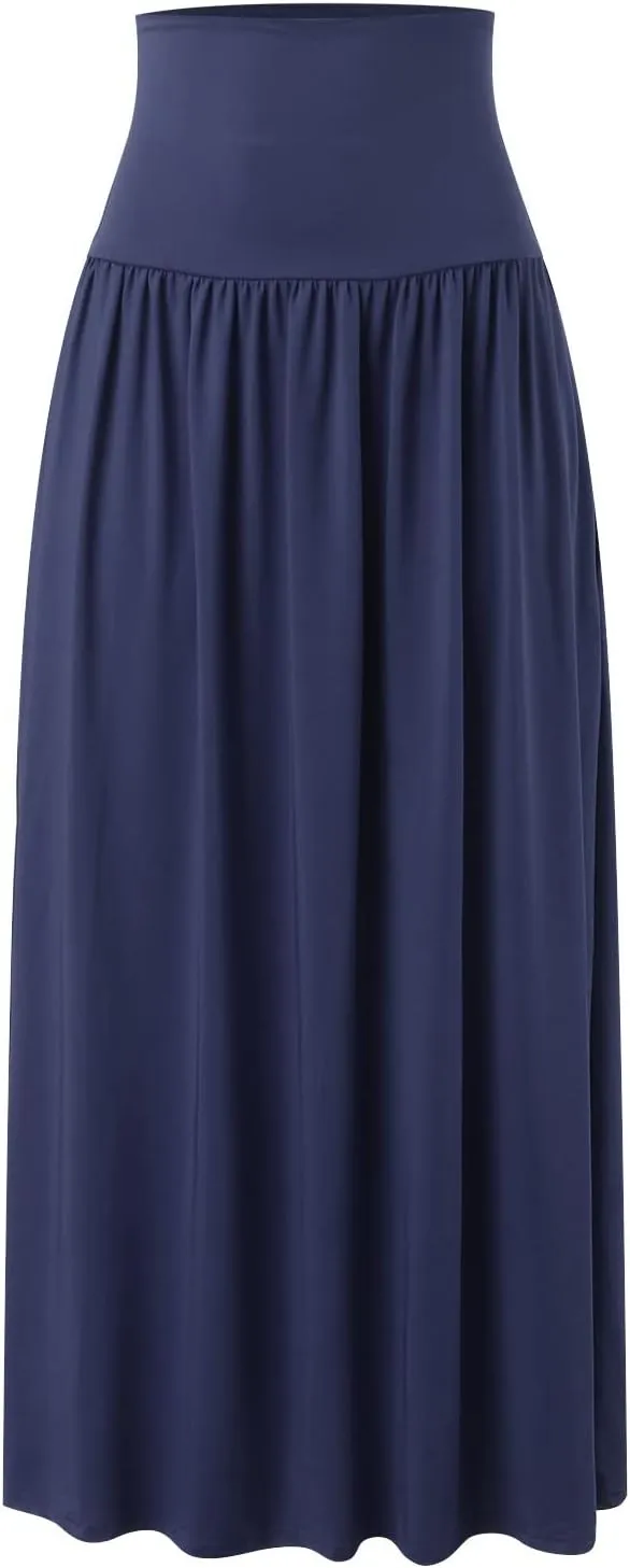 Womens Summer Skirts Womens Cotton Linen Skirts Spring Summer A Line Pleated Maxi Midi Skirt With Pockets Black Skirt