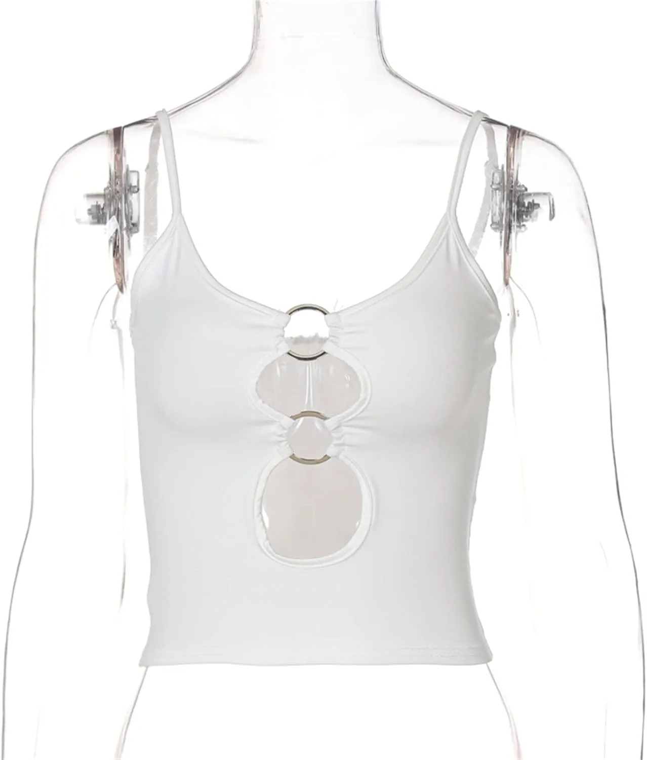 Womens Tank Tops Women's Camisole Spring Chest Cutout Navel Fit Sling Top Summer(White,Small)