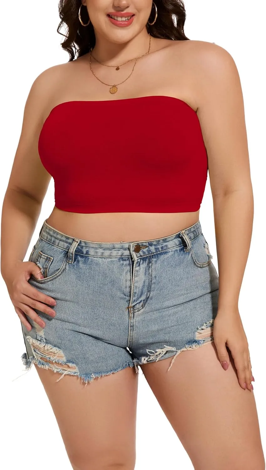 Womens Tube Tops Summer Bandeau Casual Crop Top Going Out Strapless Tank Basic Short Shirt