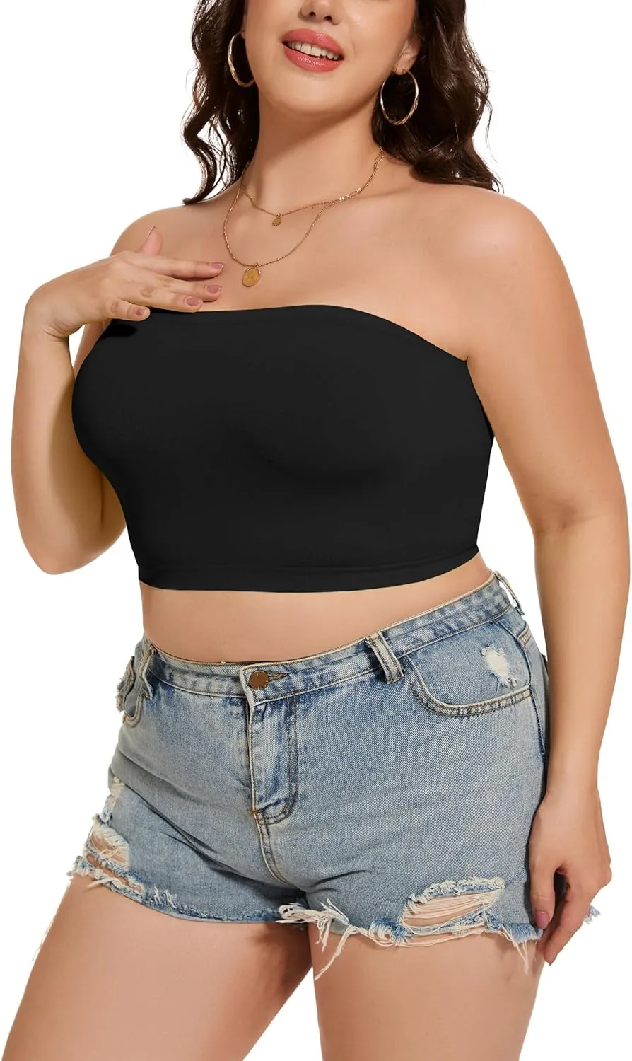 Womens Tube Tops Summer Bandeau Casual Crop Top Going Out Strapless Tank Basic Short Shirt