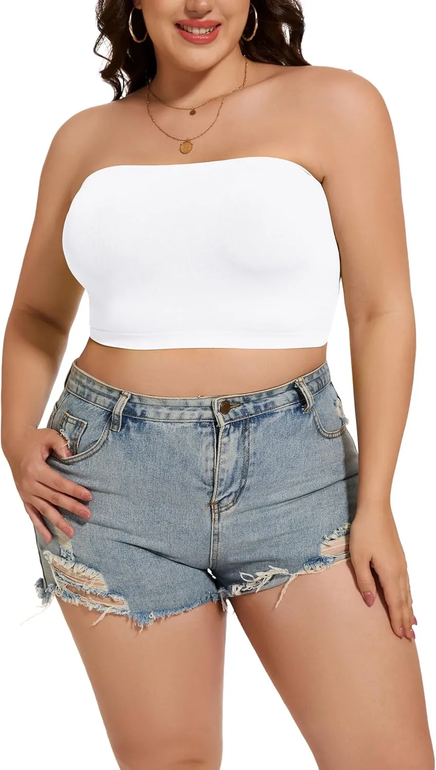 Womens Tube Tops Summer Bandeau Casual Crop Top Going Out Strapless Tank Basic Short Shirt