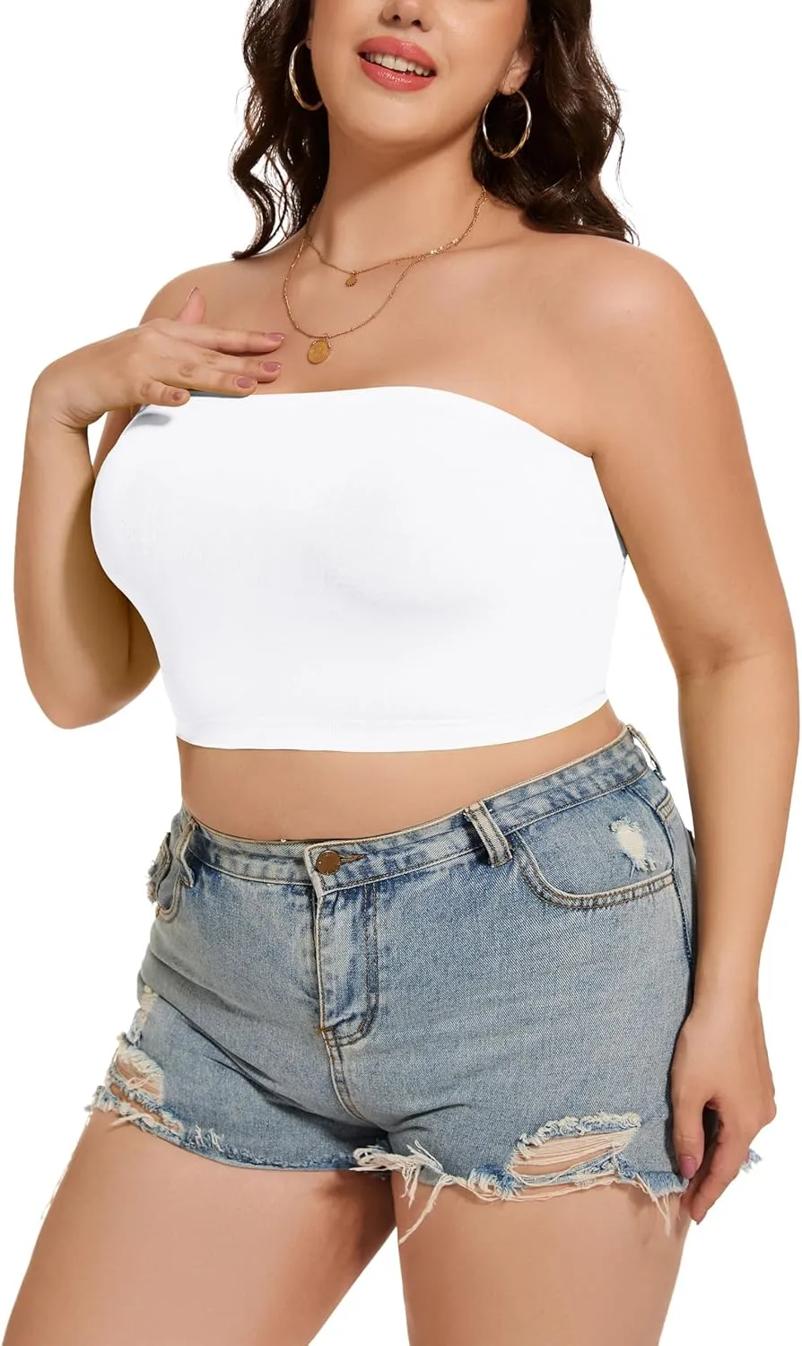 Womens Tube Tops Summer Bandeau Casual Crop Top Going Out Strapless Tank Basic Short Shirt
