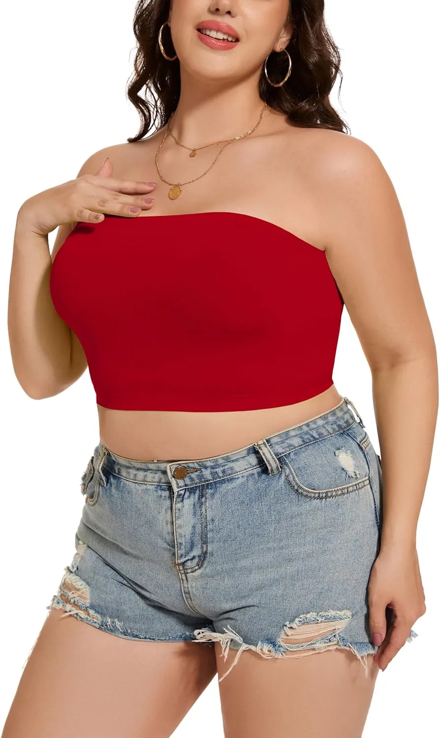 Womens Tube Tops Summer Bandeau Casual Crop Top Going Out Strapless Tank Basic Short Shirt