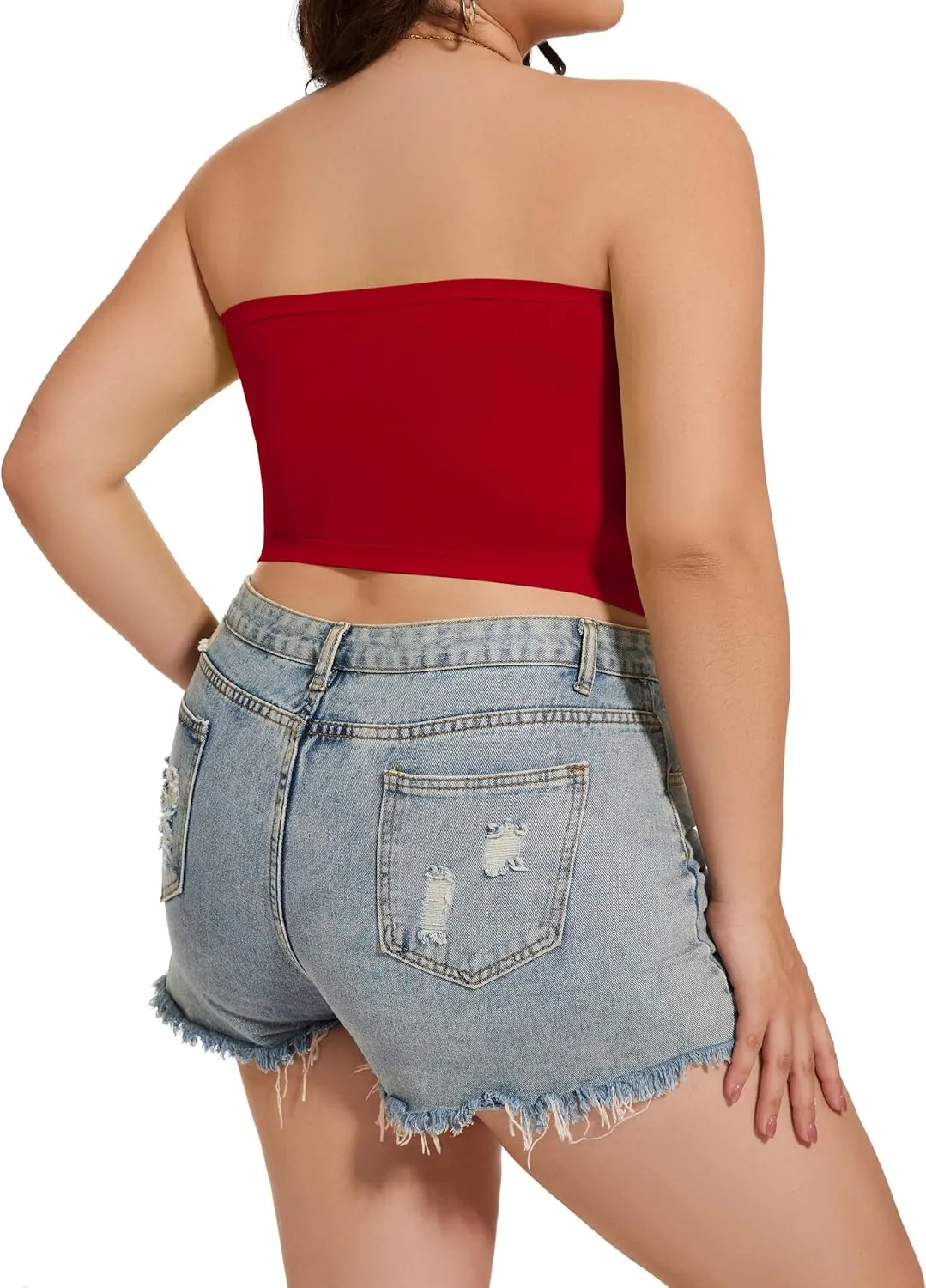 Womens Tube Tops Summer Bandeau Casual Crop Top Going Out Strapless Tank Basic Short Shirt
