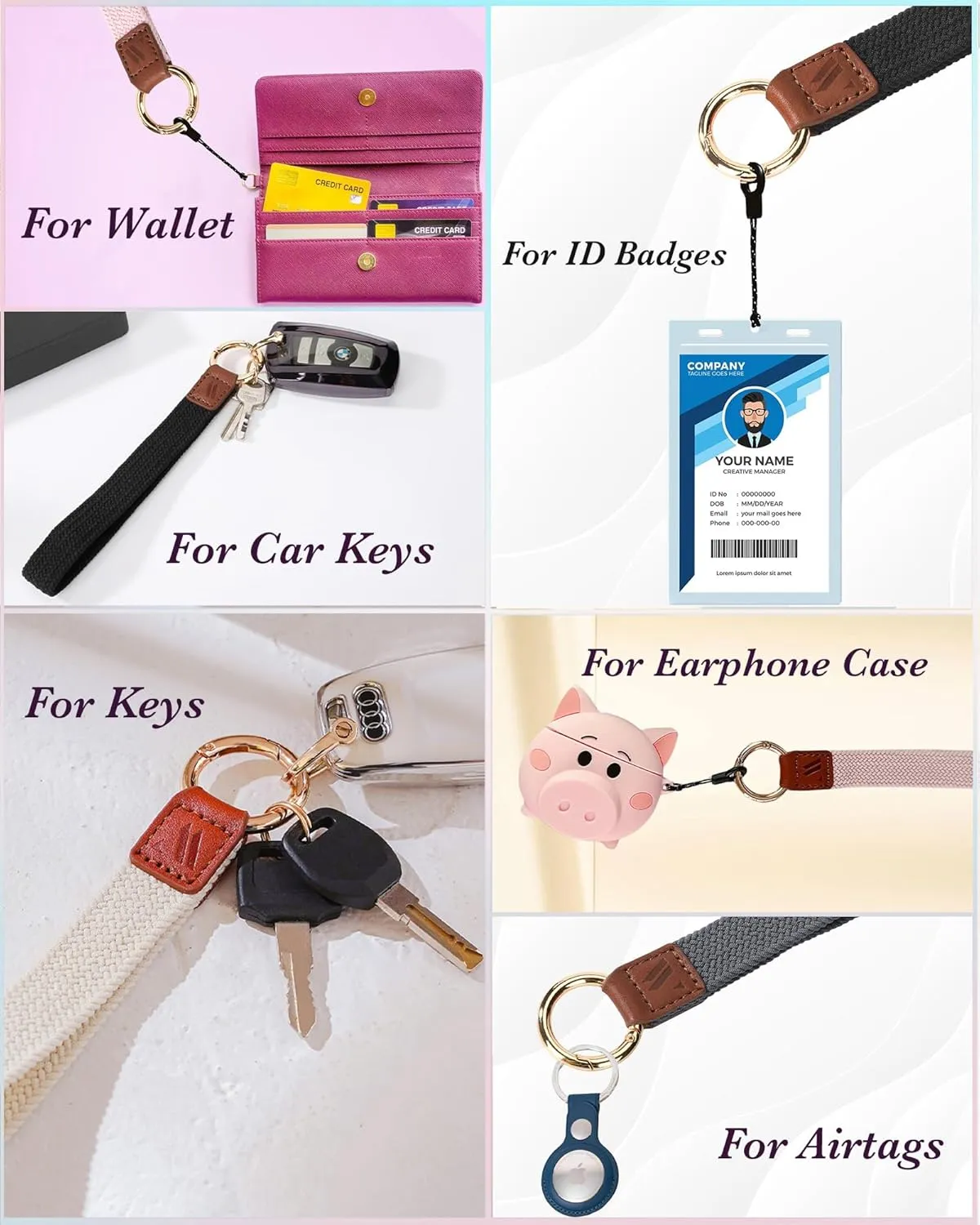 Wristlet Keychain for Women Stretchy Wrist Keychain Lanyard for Phone Case Wallet Id Card Badges (Standard - Stone Brown)