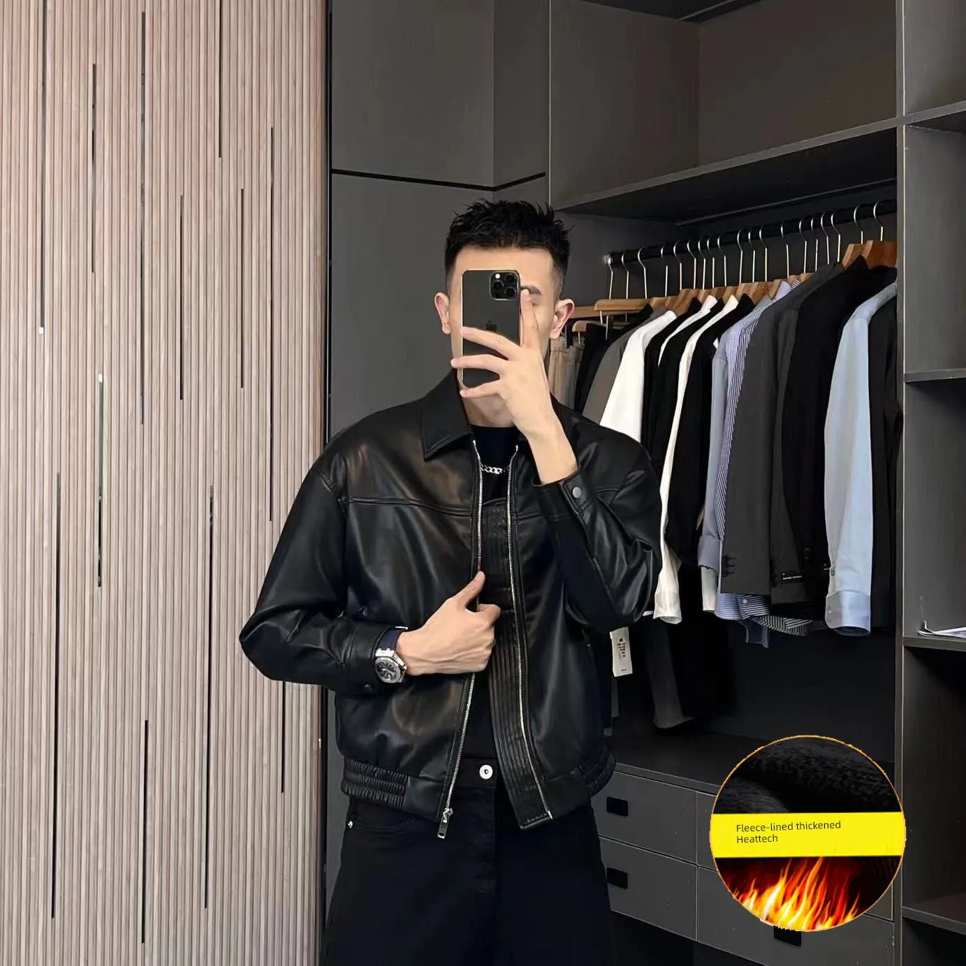 Young Handsome Casual High Quality Spring Leather Jacket