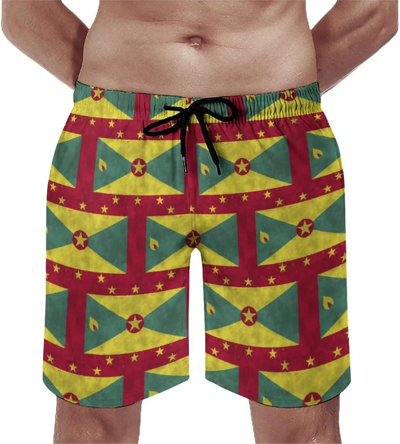 Zakqeik American-Flag Summer Mens Swimtrunks Workout Shorts Running Pants with Pockets